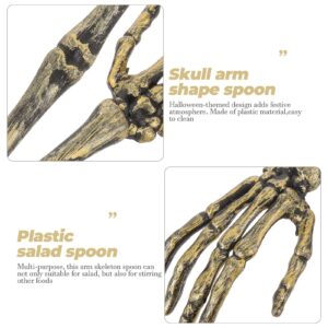 EXCEART Halloween Skeleton Hands Salad Tongs: 1 Pair Skull Salad Spoon Skeleton Arm Serving Forks Appetizer Kitchen Tableware for Haunted House Party Utensils