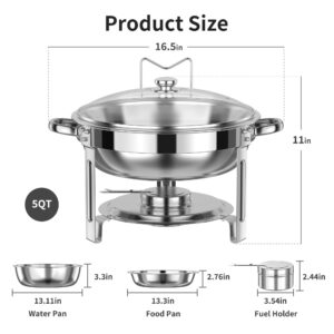 GGIU Chafing Dishes for Buffet Set: Chafers for Catering - Round Chafing Dish Buffet Set with Lids | Chafers and Buffet Warmers Sets | Serving Food Warmer | Chafers Servers Sets