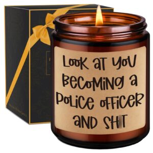 gspy scented candle - police officer gifts for him, police academy graduation gifts, cop gifts, police gifts for men, women, her - funny christmas gifts for police officers, new police officer