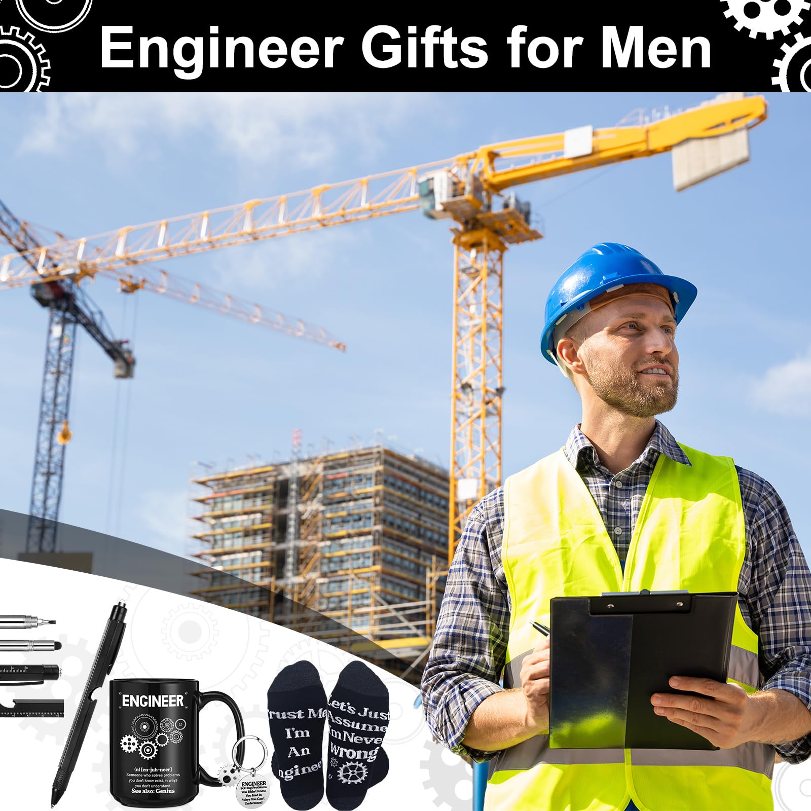 Panitay Engineer Gifts Set for Men Includes 9 in 1 Multi Tool Pen 14 oz Engineer Coffee Mug Keychain Socks Gadgets Thanksgiving Christmas Birthday Retirement Gifts for Mechanical Electrical Engineers