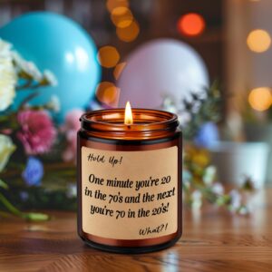 GSPY Scented Candles - 70th Birthday Gifts for Women, Men - 70 Years Old Birthday Gifts, Funny 70th Birthday Gifts for Women Friends, Mom, Dad, Grandma, Grandpa, Her, Him