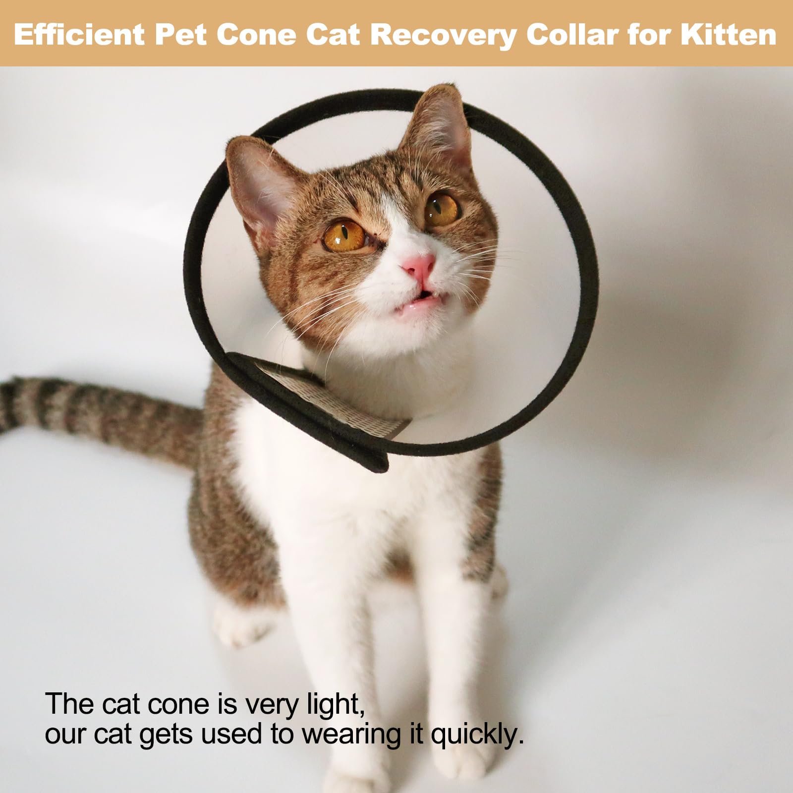 ZeyZoo Cat Cone, 6.5 inches Adjustable Cat Cones to Stop Licking for Cats After Surgery, Lightweight Cat Neck Recovery Cone, Plastic Elizabethan Collar for Small Cats, Kitten and Rabbits