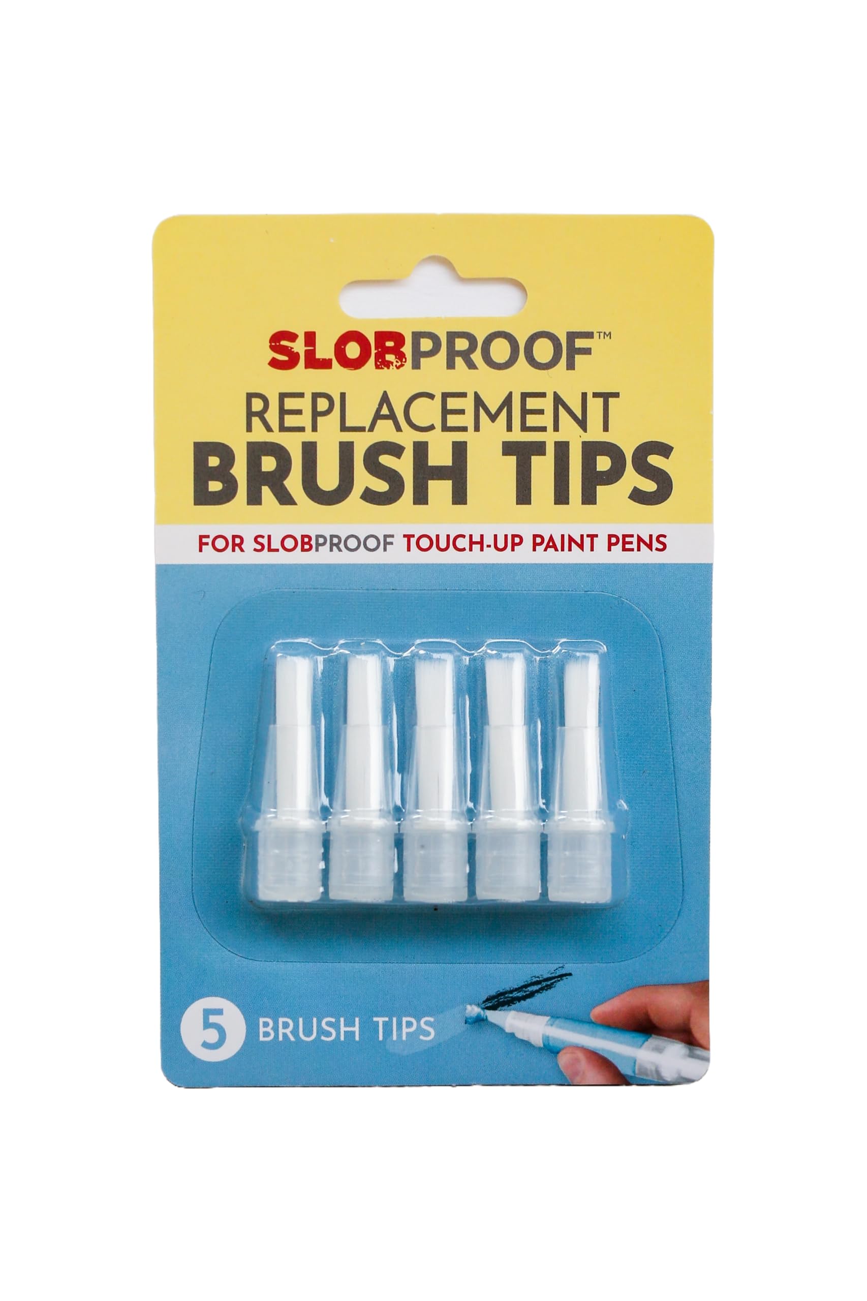 Slobproof 5-Pack Replacement Brush Tips for Refillable Touch up Paint Pen, Refillable Paint pens for Walls, Touch up Work, Fillable Paint Pens for Touch-up Brush Tool for Paint Syringe with Brush Tip