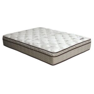 benjara yuk 7 inch queen size foundation box spring, edge support, quilted suede, white and brown