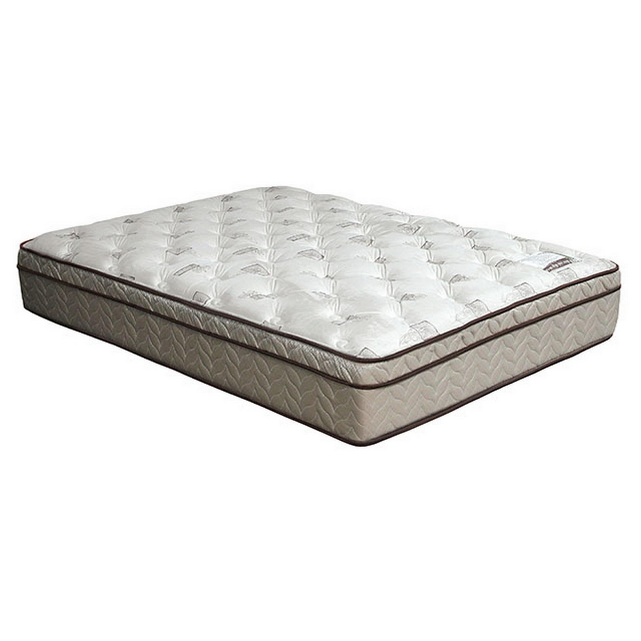 Benjara Yuk 7 Inch Queen Size Foundation Box Spring, Edge Support, Quilted Suede, White and Brown