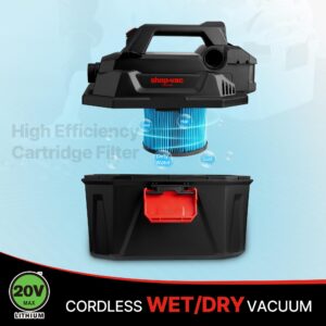 Shop-Vac 20V Cordless Wet/Dry Vacuum, 3-in-1 Portable Shop Vacuum Cleaner, Battery and Charger Included, Ideal for Jobsite, Garage, Car & Workshop