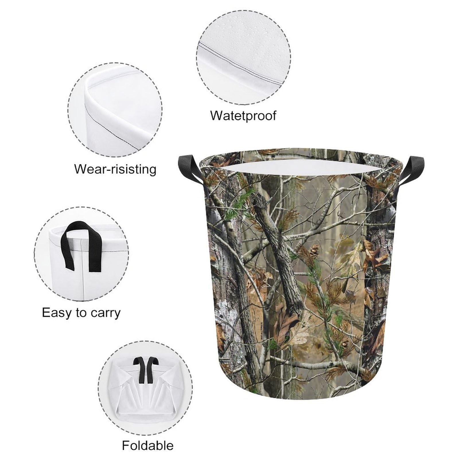 Laundry Basket - Hunting Camo Handy Laundry Collapsible Foldable, Decorative Storage Baskets for Toys