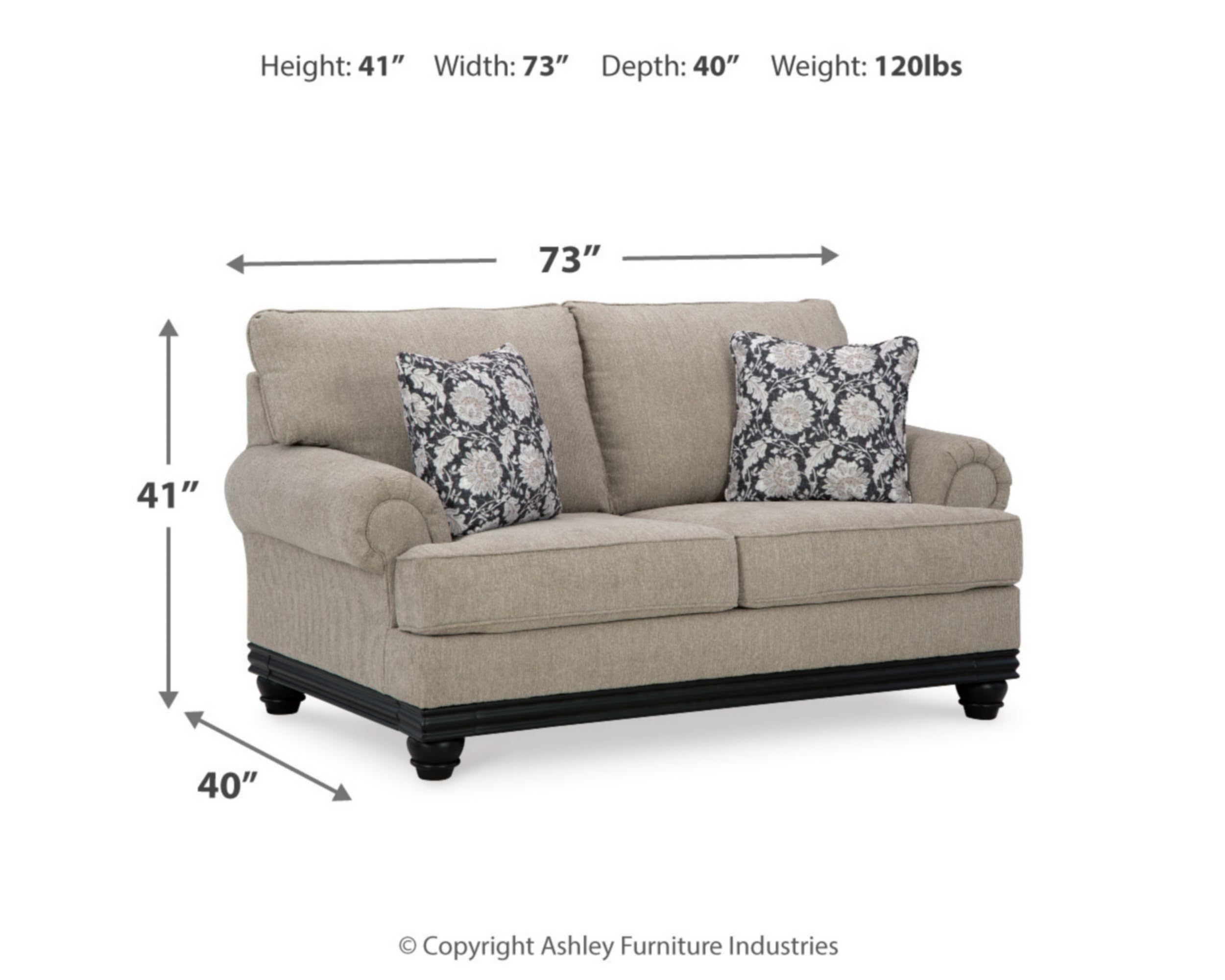 Signature Design by Ashley Elbiani Classic Loveseat for Living Room, Light Gray