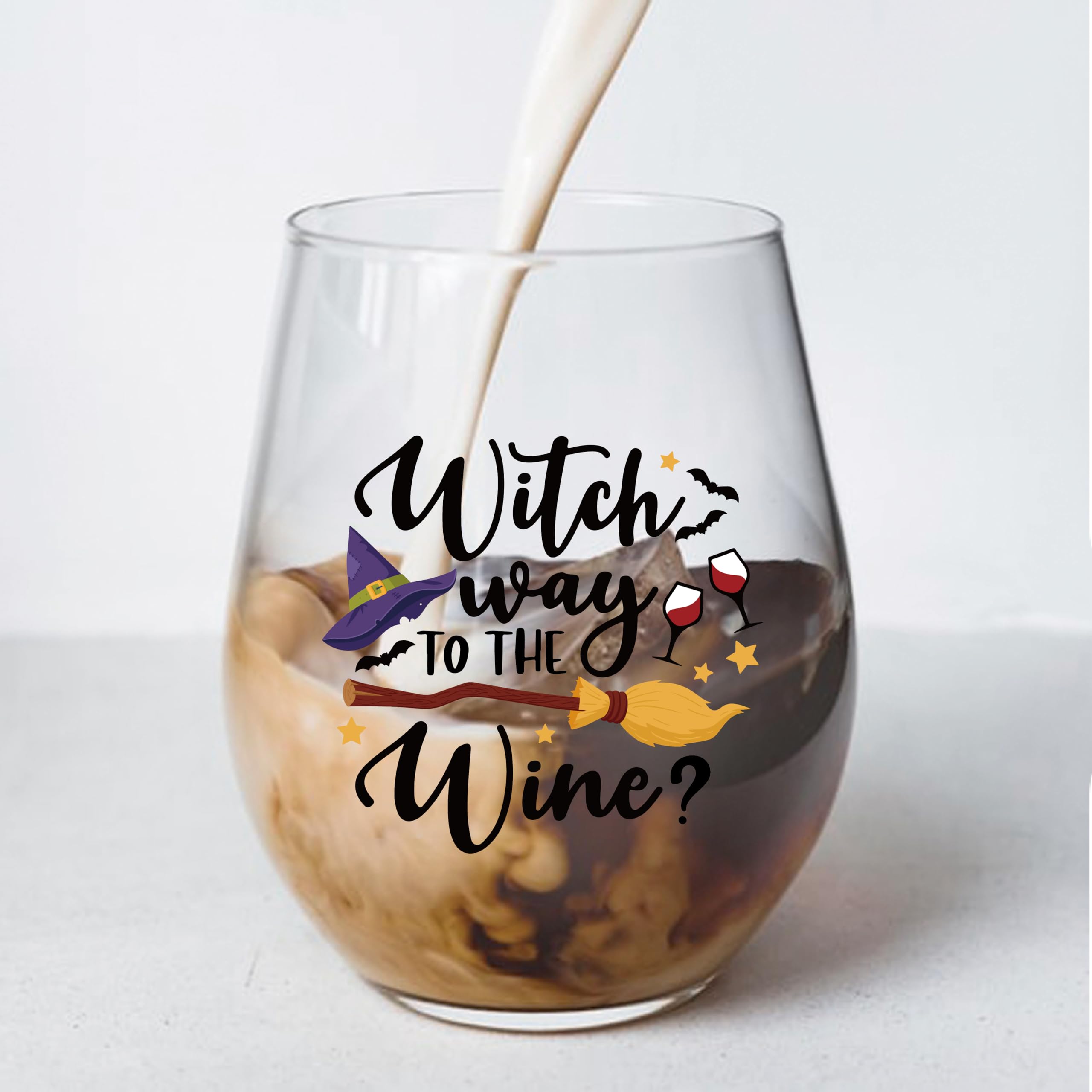 Perfectinsoy Funny Witches Way Wine Glass, Halloween Funny Wine Glass, Halloween Funny Gift for Him, Her, Mom, Wife, Boss, Sister, BFF