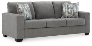 signature design by ashley deltona casual sofa for living room, gray