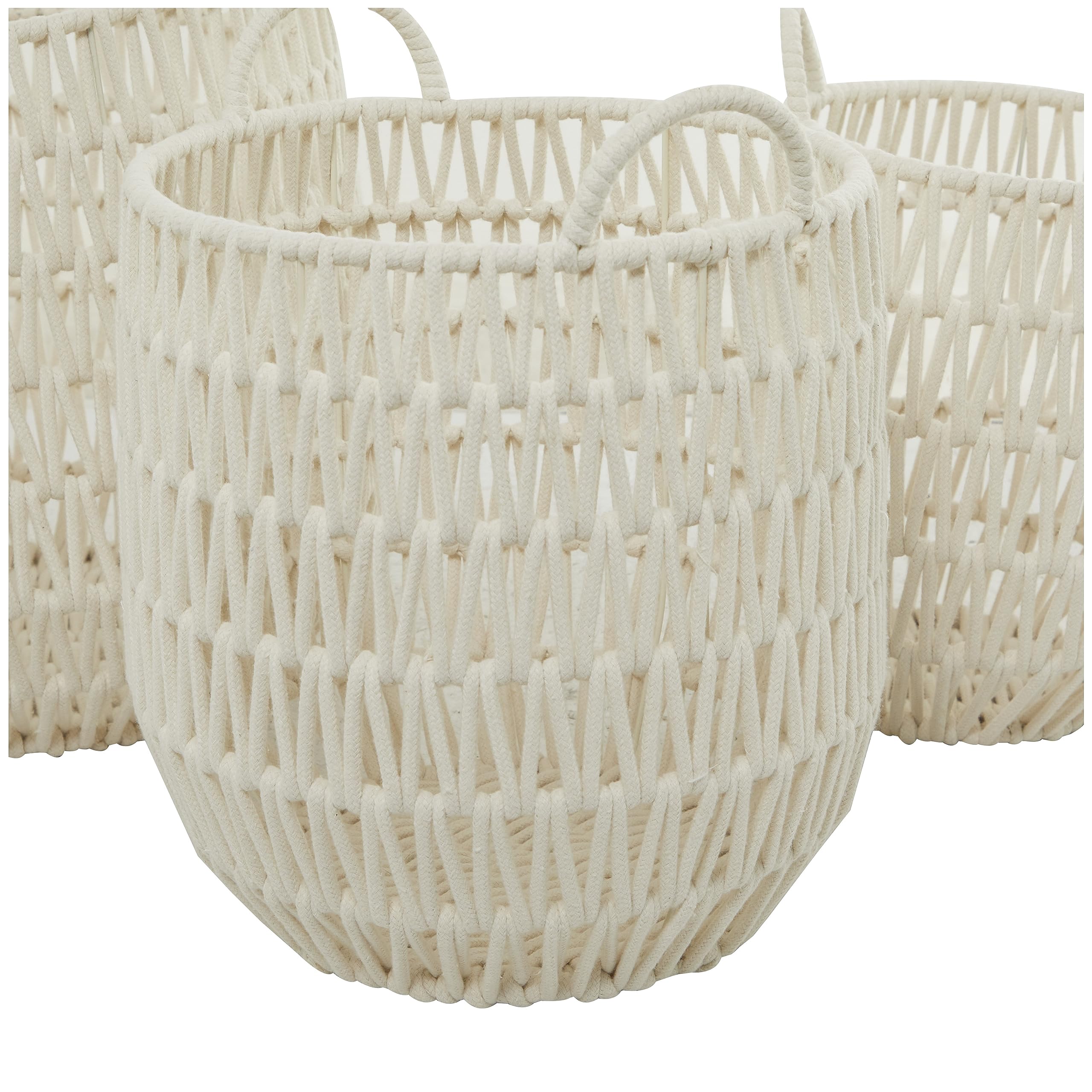 Deco 79 Storage Basket, 3 Pieces CONVINIENTLY Sized, White