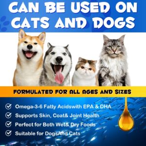 Omega 3 Fish Oil Soft Gels for Dog's Skin, Joints and Coat, Salmon Fish Oil Soft Gels for Dogs & Cats, Natural EPA + DHA Fatty Acids for Joint Function, Immune & Heart Health, Wild Alaskan Salmon Oil