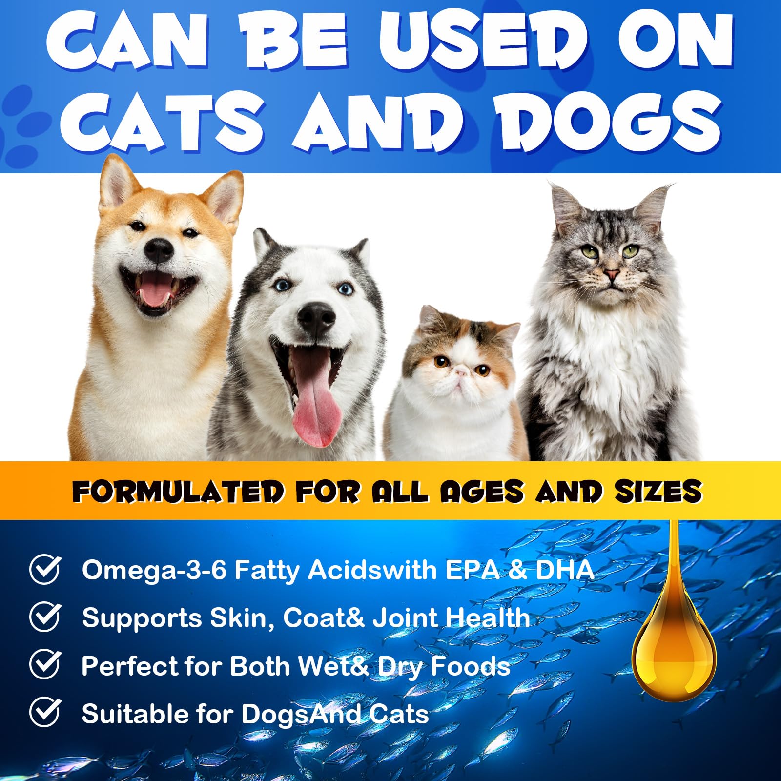 Omega 3 Fish Oil Soft Gels for Dog's Skin, Joints and Coat, Salmon Fish Oil Soft Gels for Dogs & Cats, Natural EPA + DHA Fatty Acids for Joint Function, Immune & Heart Health, Wild Alaskan Salmon Oil