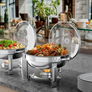 GGIU Chafing Dishes for Buffet Set: Chafers for Catering - Round Chafing Dish Buffet Set with Lids | Chafers and Buffet Warmers Sets | Serving Food Warmer | Chafers Servers Sets