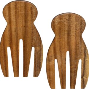 Salad Hands, Acacia Wood Salad Servers, Great for Tossing and Serving Salad, Pasta and More, 7-inch (Acacia Wood, Salad Serving Set OF 2)