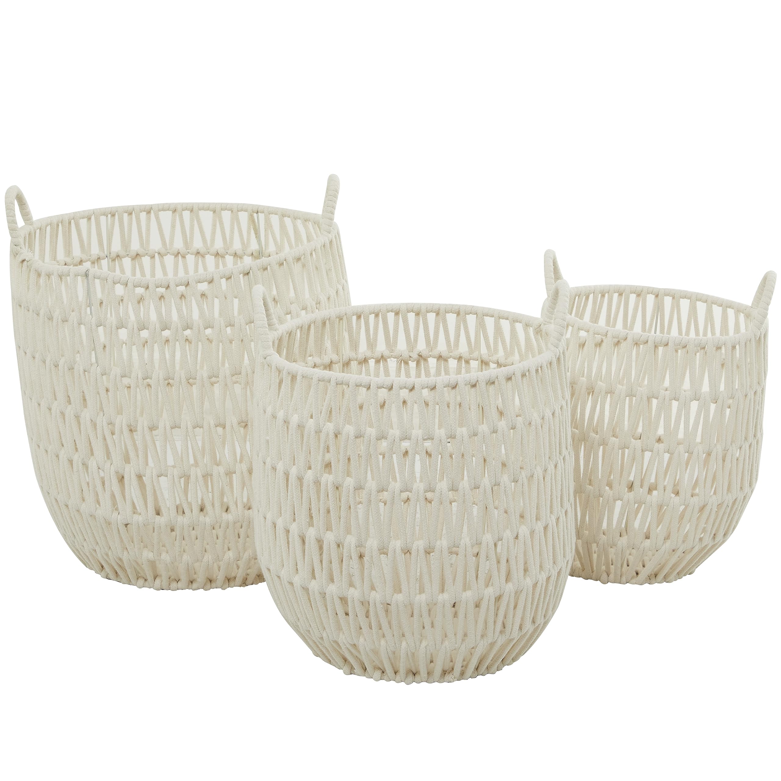 Deco 79 Storage Basket, 3 Pieces CONVINIENTLY Sized, White