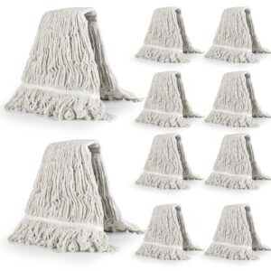 10pcs commercial string mop head, loop-end mop head replacement, heavy duty mop head refills, cotton looped end wet cleaning mop refill for floor cleaning, home, industrial and commercial use (white)