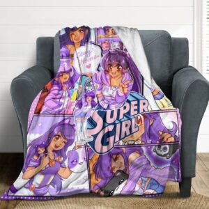 Anime Blanket Gifts for Girls 40"x50" Kawaii Throw Blanket for Anime Lovers, Teen, Girls Kids Black Soft Flannel Blankets Anime Room Decor for Couch, Sofa Bed (Anime 5, 40" x 50" for Kids)