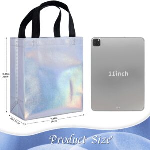 Iioscre 12 PCS Gift Bags with Handles, Iridescent Holographic Gift Bags Bulk, Reusable Gift Tote Bags Medium Size, Birthdays Gift Bags Goodie Bags, Party favor Bags for Weddings Christmas