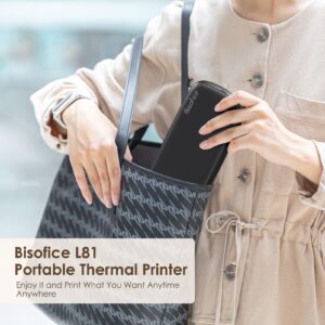 Bisofice A4 Portable Thermal Printer Wireless&USB 2"/3"/4"/8"/8.5" US Letter for Office School, with a Roll Paper Compatible with Win/Mac System Inkless Printing PDF File Webpage Documents (Black)