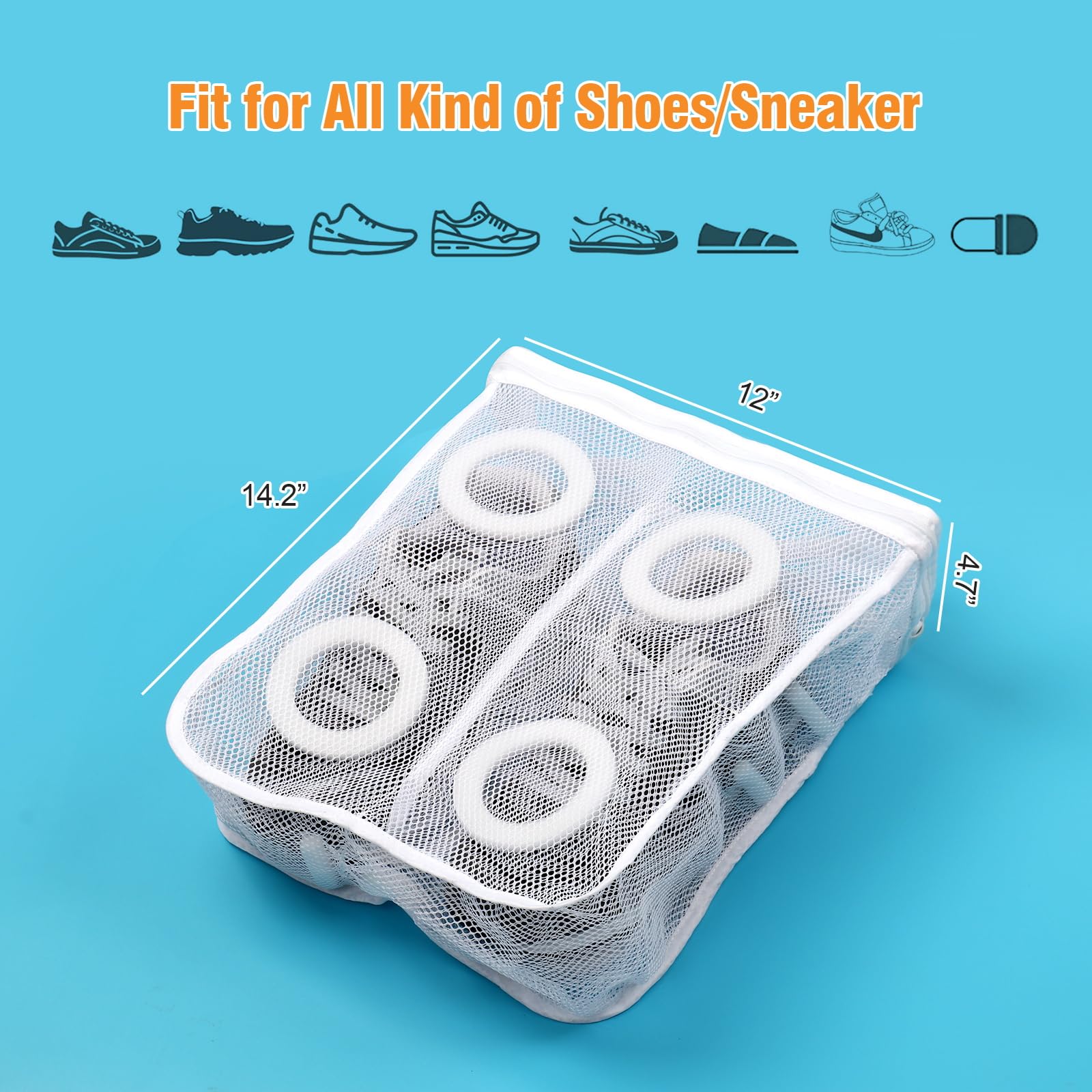 OKAKA 2Pcs Shoes Wash Bags Mesh Laundry Bags Sneaker Mesh Washing Bags for Gym Shoes,Sneaker,Slipper, and Other Washer-Safe Footwear