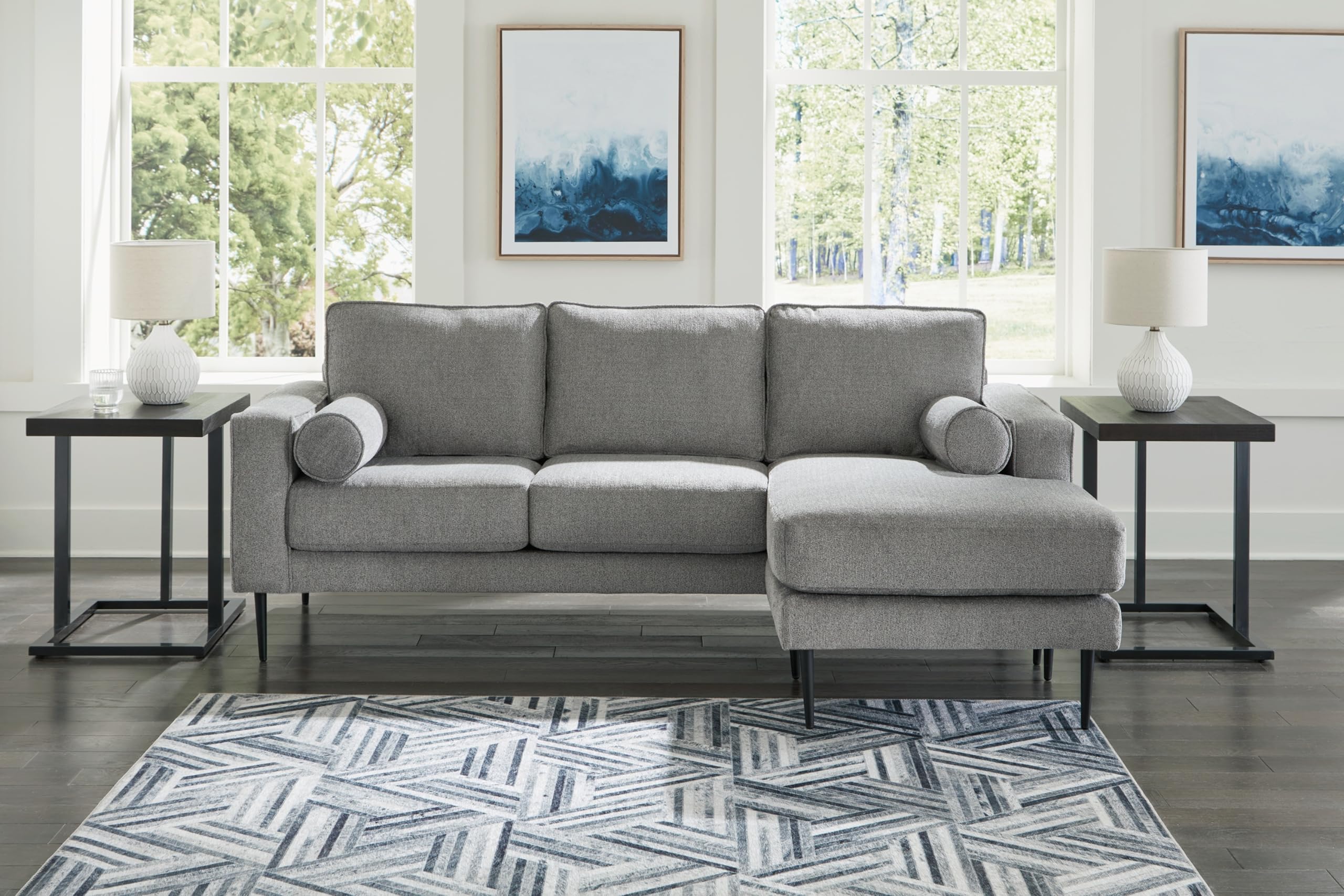 Signature Design by Ashley Hazela Contemporary Sectional Sofa Couch with Chaise Lounge, Gray