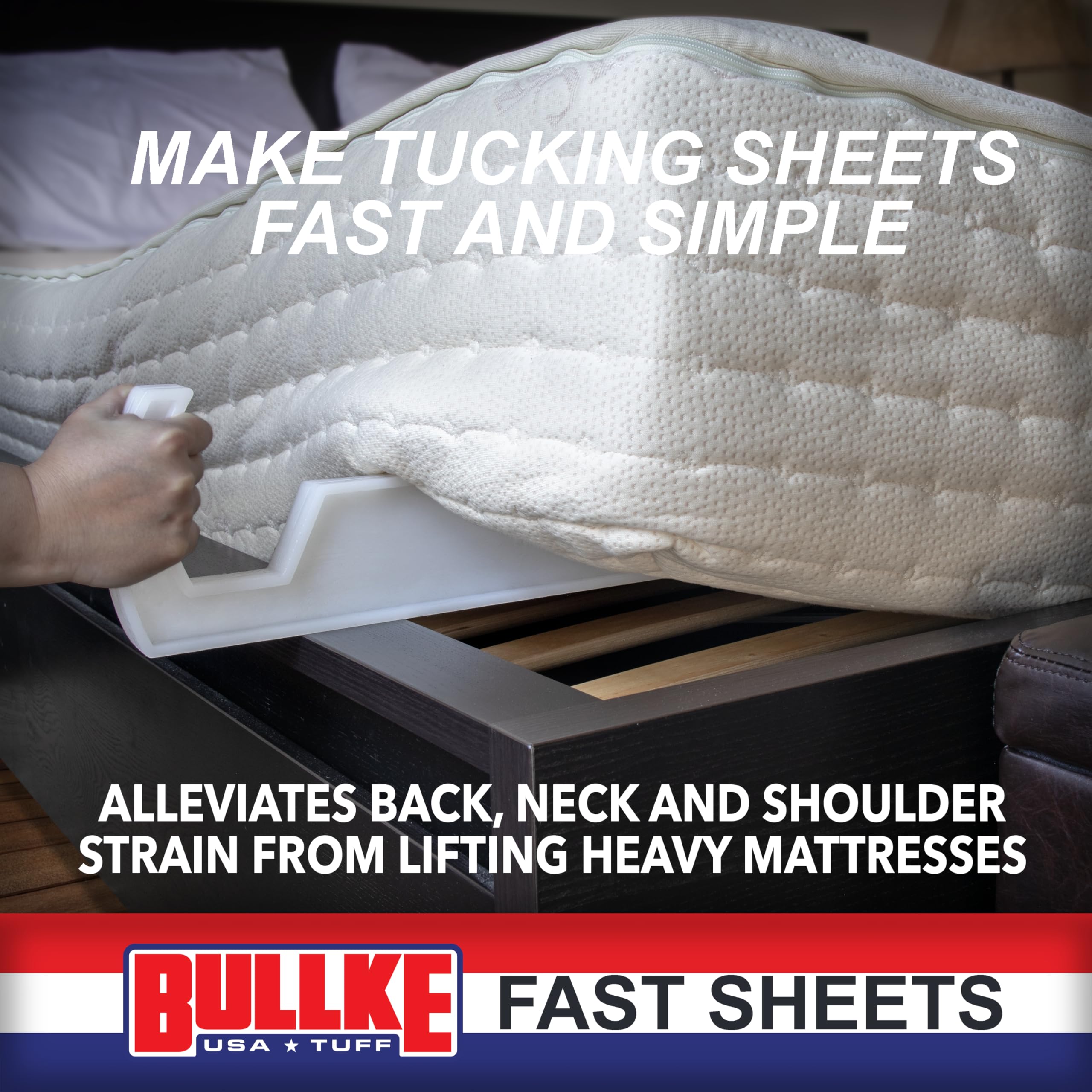 bullke The Original Mattress Lifter Ergonomic USA Made Bed Maker Tool to Helps Lift and Hold The Mattress, Better Handle Design Can Tuck Sheets or Bed Skirts, Wedge Design