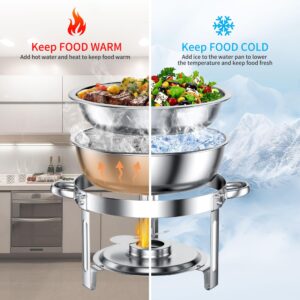 GGIU Chafing Dishes for Buffet Set: Chafers for Catering - Round Chafing Dish Buffet Set with Lids | Chafers and Buffet Warmers Sets | Serving Food Warmer | Chafers Servers Sets