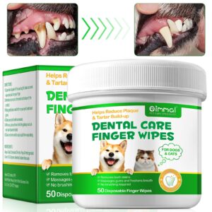 RSGRT Pet Teeth Cleaning Wipes for Dogs & Cats, Finger Dog Dental Wipes, Breath Freshener Dog Teeth Cleaning Wipes, Dog Tooth Brushing Kit Help Wipe Away Plaque & Tartar (50pcs)