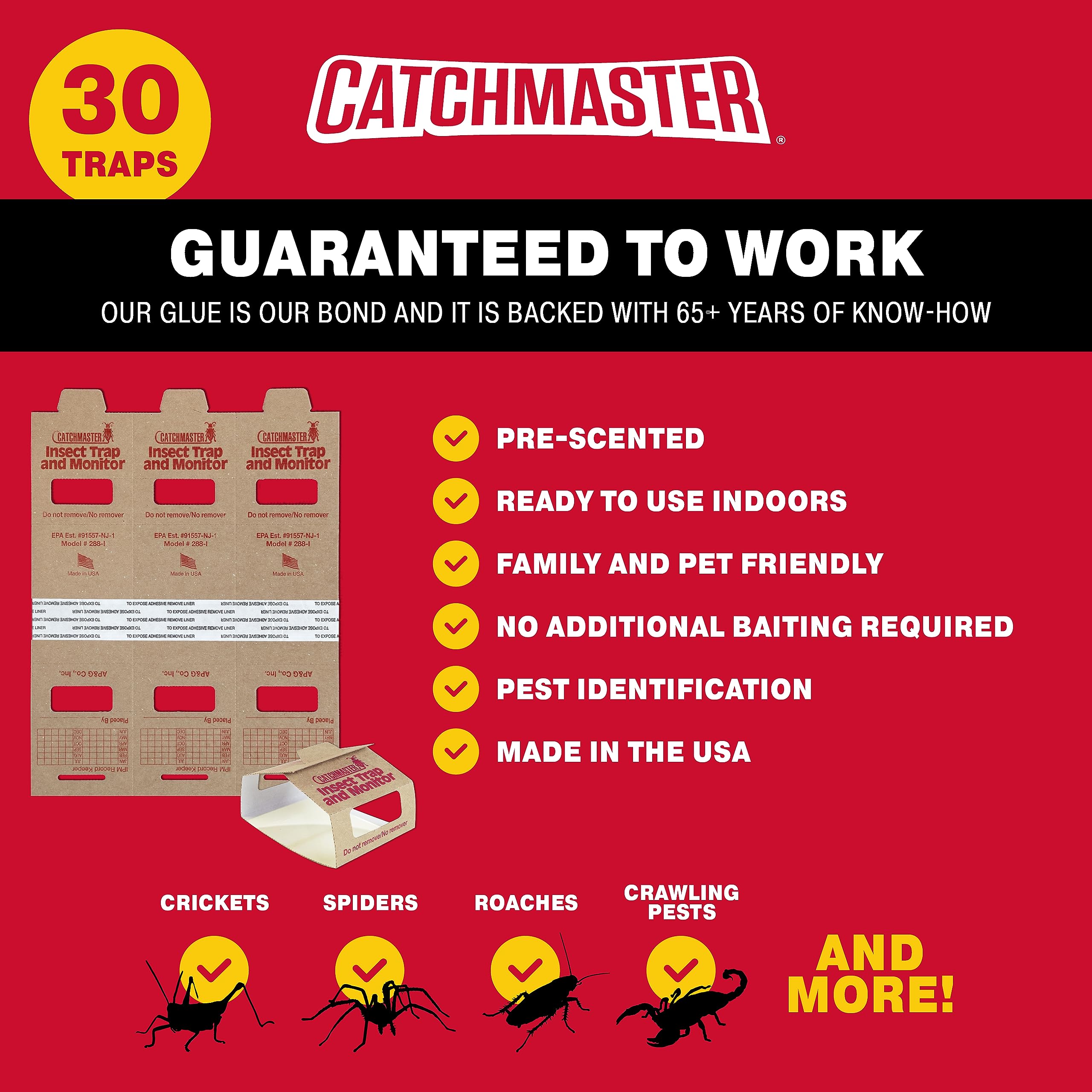 Catchmaster Mouse & Insect Glue Board Set, 36 Glue Boards & 30 Spider & Insect Glue Traps, Indoor Roach Trap for Home, Garage & Shed, Pet Safe Pest Control