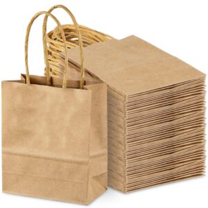 sperpand 50pcs kraft paper bags mini size - 6.5" small brown paper gift bags with handles, party favor bags for birthday, wedding, christmas, baby shower, candy bags