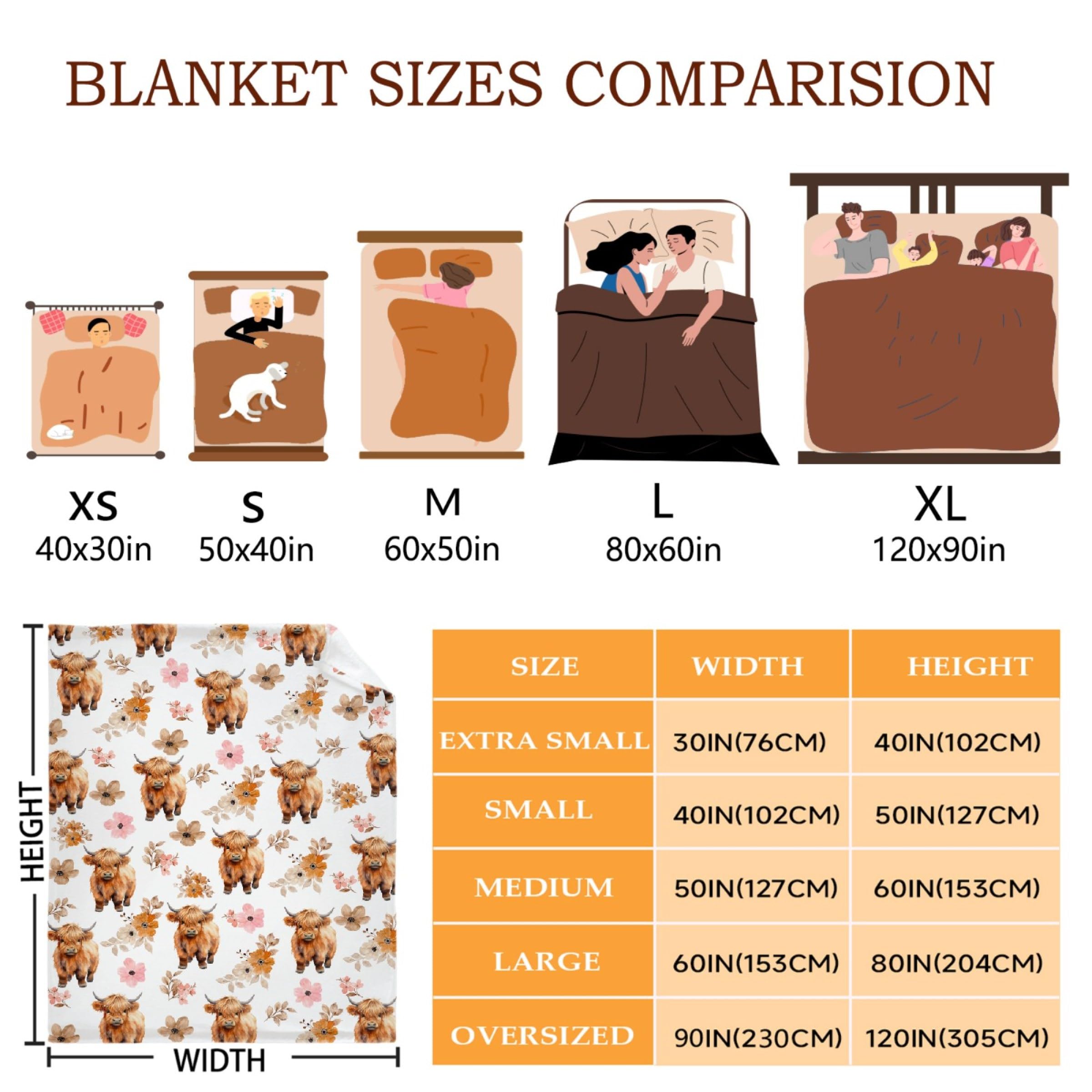 Highland Cow Flowers Blanket for Boys Girls, Cute Highland Cow Kids Throw Blanket Gift for Child, Fluffy Cozy Soft Lightweight Blankets for Bed Office, 40x50 Inches