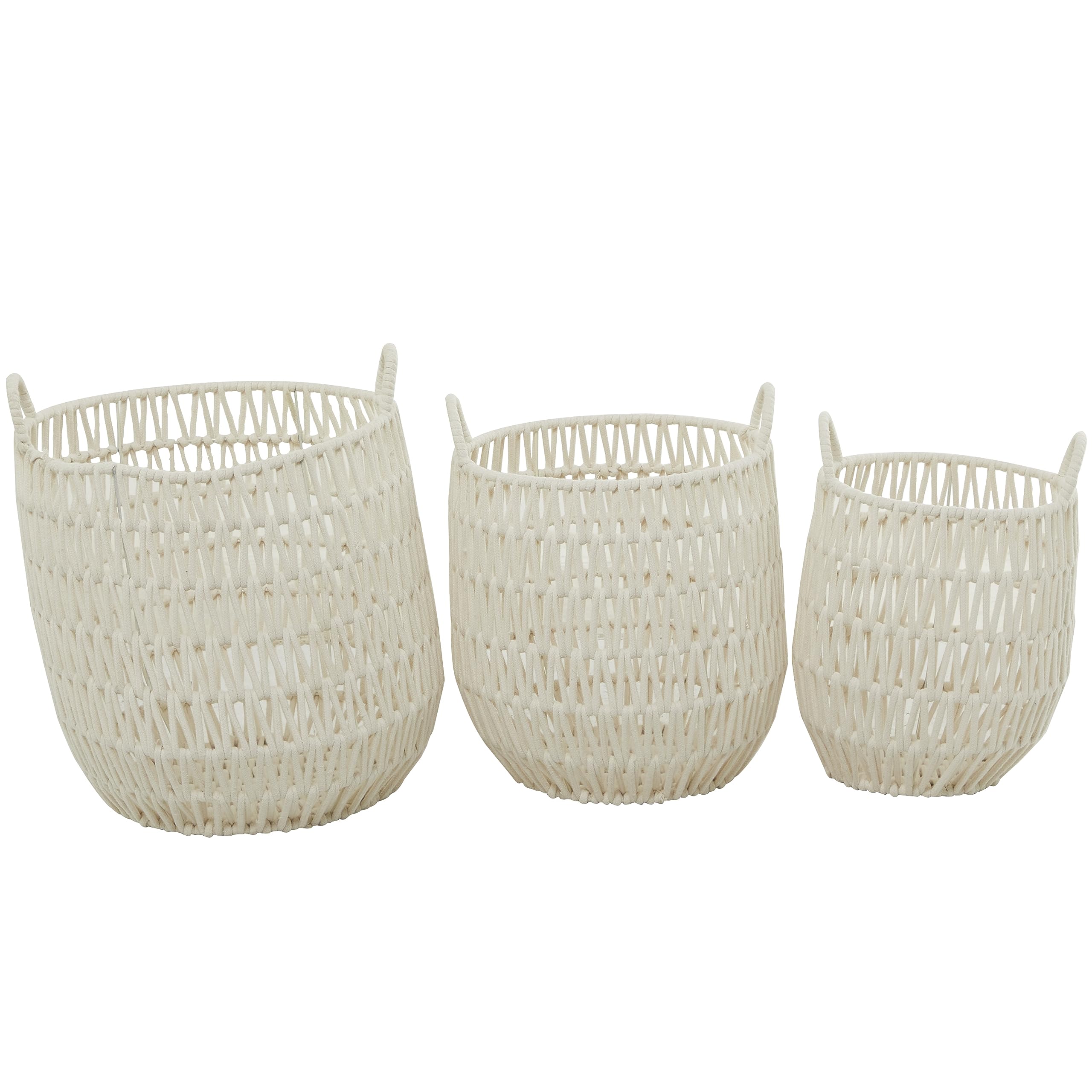 Deco 79 Storage Basket, 3 Pieces CONVINIENTLY Sized, White