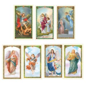 seven archangels laminated catholic prayer cards for intervention and guidance, michael gabriel raphael uriel barachiel jhudiel and sealtiel holy cards to inspire direct and support your daily living