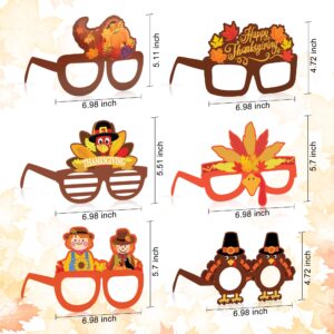 Fall Thanksgiving Party favors, 24 Pack Turkey Thanksgivings Glasses Photo Props Holiday Eyeglasses Frames Thanksgiving Accessories Gifts for Kids Adult Fall Thanksgiving Harvest Party Decorations