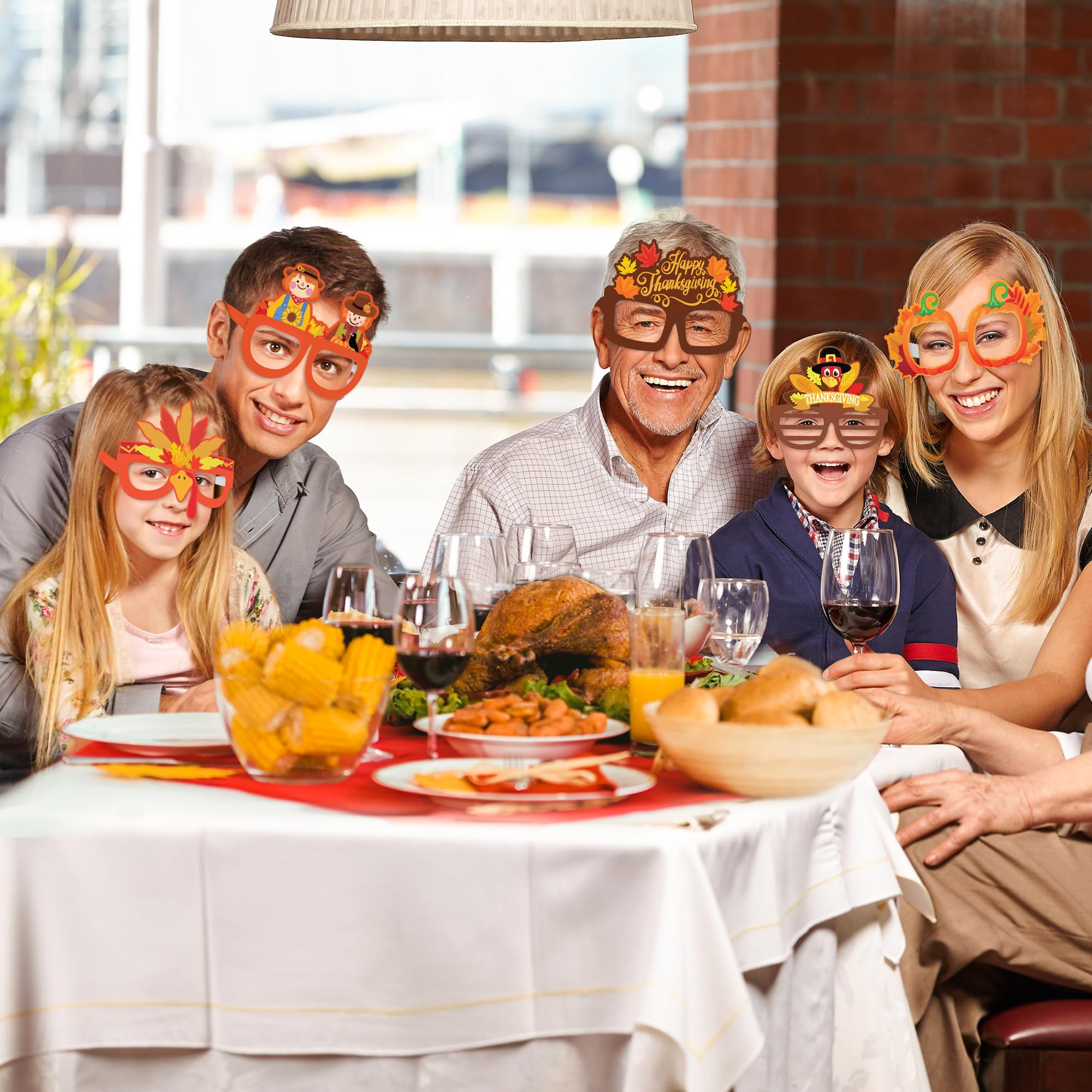 Fall Thanksgiving Party favors, 24 Pack Turkey Thanksgivings Glasses Photo Props Holiday Eyeglasses Frames Thanksgiving Accessories Gifts for Kids Adult Fall Thanksgiving Harvest Party Decorations