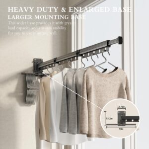 CICUFY Clothes Drying Rack Wall Mounted Foldable Laundry Drying Rack Collapsible/Retractable Space Saving Laundry Hanger Dryer Rack with Additional Bar-Matte Gray