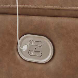 Signature Design by Ashley Trasimeno Contemporary Leather Match 2 Seat Power Reclining Sofa with Adjustable Headrest and USB Ports, Dark Brown