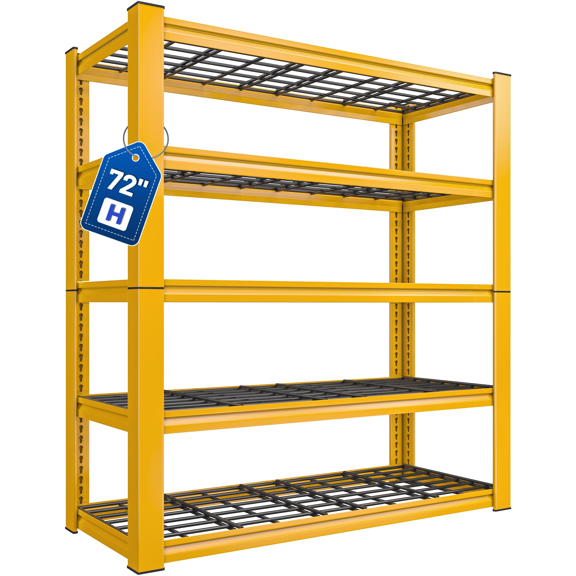 REIBII 72''H Garage Shelving Heavy Duty Loads 3010 LBS Garage Storage Shelves Heavy Duty Shelving 5 Tier Adjustable Metal Shelves for Storage Rack Industrial Shelving Utility Shelf,72" HX35.5 WX16 D