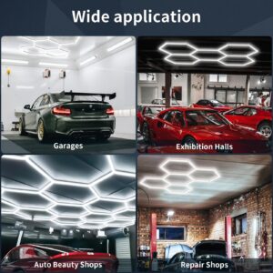 Lphianx Hexagon LED Garage Light, 25 Pack 200W 30000LM 6500K Hexagon Led Lights for Garage, Basement, Warehouse, Auto Beauty Shop, Car Detailing Shop etc