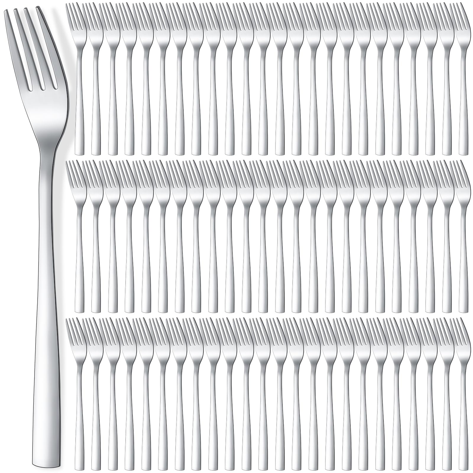 Minatee 100 Pieces Dinner Forks Bulk Set 6.9 Inches Stainless Steel Metal Forks Silverware Flatware Fork Salad Forks Table Fork Mirror Polished for Home Kitchen Restaurant Eating Silverware Utensils