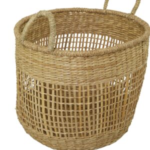 Deco 79 Bohemian Seagrass Storage Basket, 3 Pieces CONVENIENTLY Sized, Brown