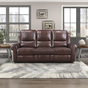 lexicon jaunt wall-hugger power double reclining sofa, brown