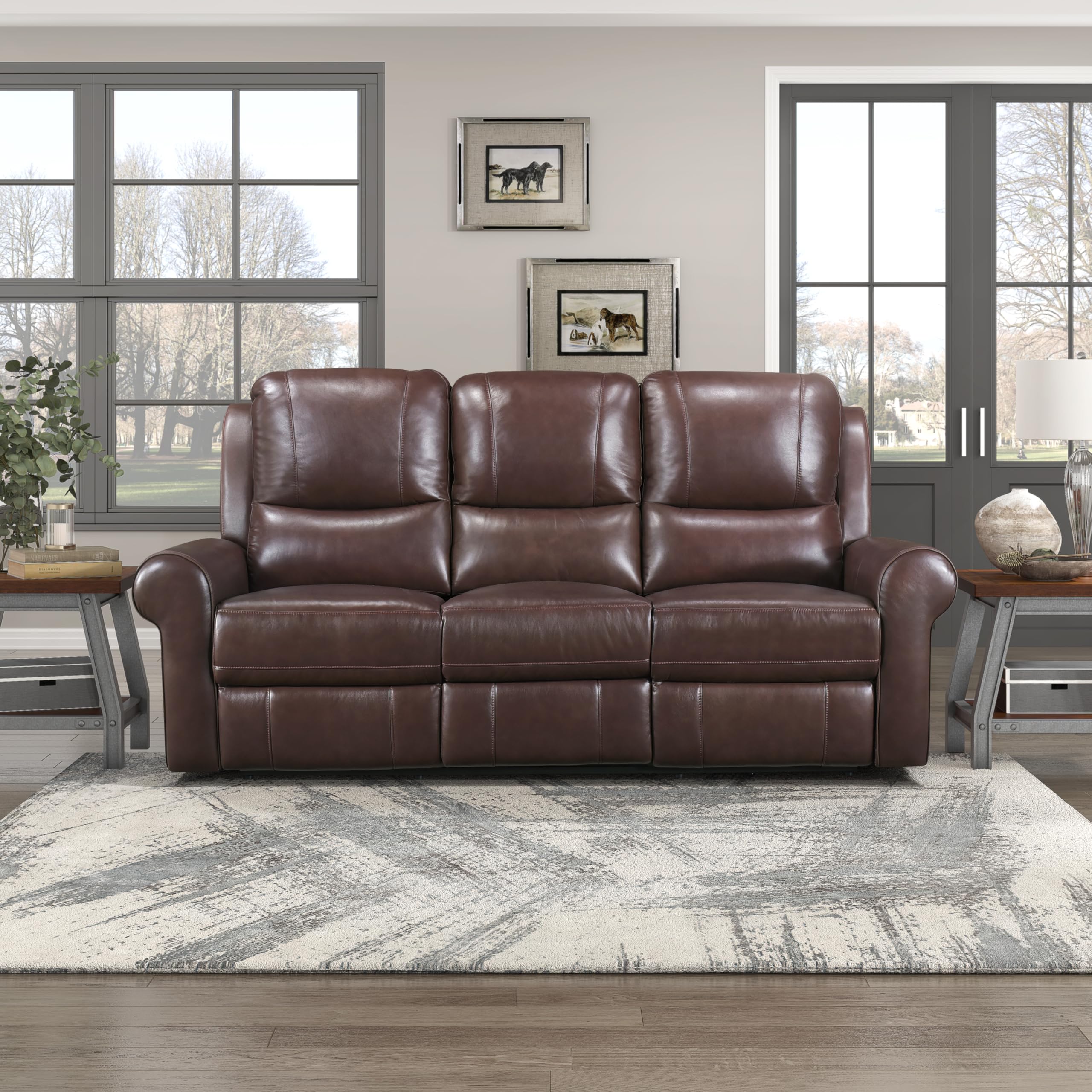 Lexicon Jaunt Wall-Hugger Power Double Reclining Sofa, Brown