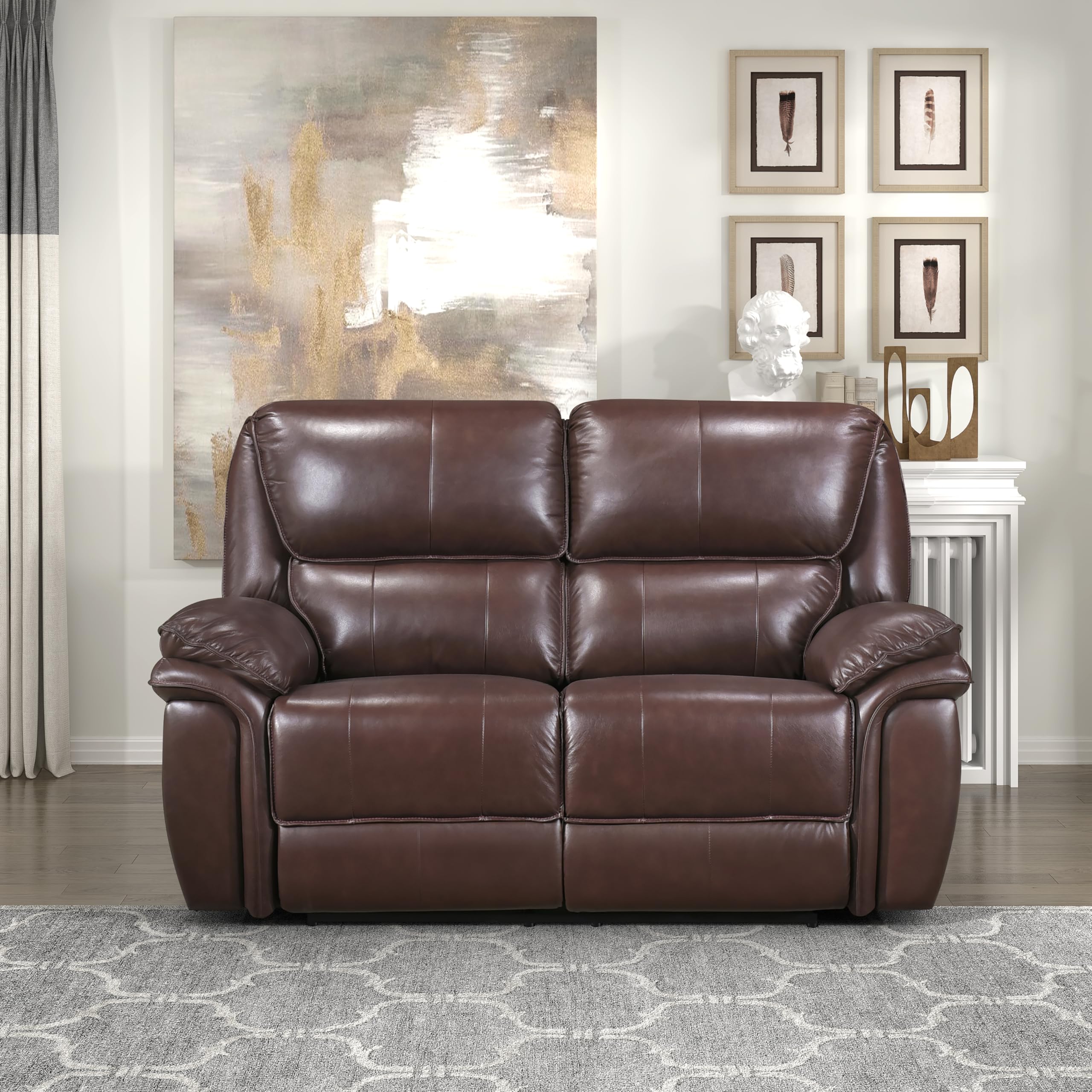 Lexicon Brim Wall-Hugger Manual Double Lay Flat Reclining Loveseat, Brown