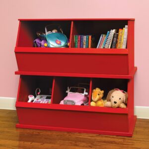 Badger Basket Two Bin Stackable Toy Storage Cubby Organizer - Crimson Red