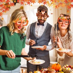 Fall Thanksgiving Party favors, 24 Pack Turkey Thanksgivings Glasses Photo Props Holiday Eyeglasses Frames Thanksgiving Accessories Gifts for Kids Adult Fall Thanksgiving Harvest Party Decorations