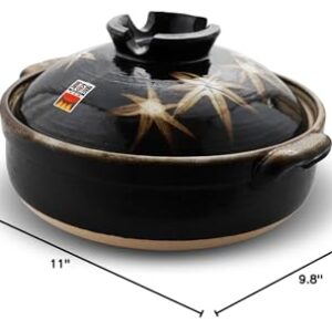 Yokkaichi Banko-yaki Donabe Clay Pot : Elegant Autumn Leaf Earthenware Pot – Microwave and Oven safe－Perfect for Stewed & Hot Pot Dishes, Made in Japan (8)