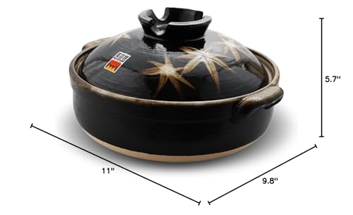 Yokkaichi Banko-yaki Donabe Clay Pot : Elegant Autumn Leaf Earthenware Pot – Microwave and Oven safe－Perfect for Stewed & Hot Pot Dishes, Made in Japan (8)