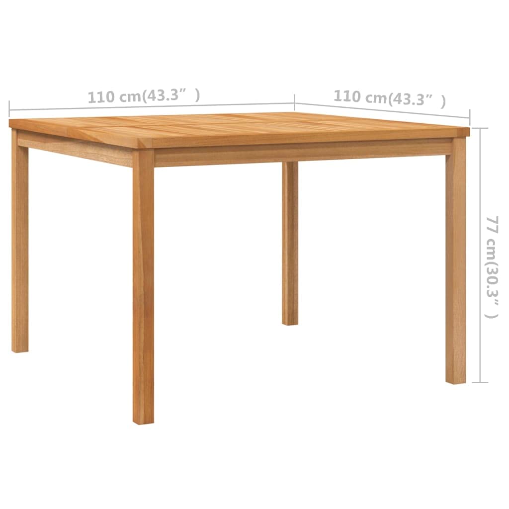 loibinfen Wooden Patio Dining Table, Rectangular Outdoor Dining Table Outdoor Furniture Garden Table for Indoor or Outdoor Use, 43.3"x43.3"x30.3" Solid Teak Wood -AA